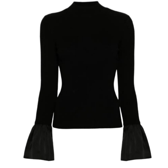 INC International Concepts Velvet Cuff Mock Neck Sweater Size M Black - Picture 2 of 6